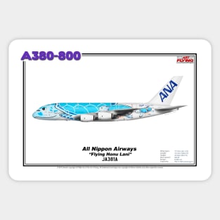 Airbus A380-800 - All Nippon Airways "Flying Honu Lani" (Art Print) Sticker